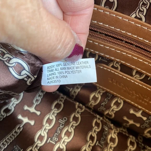 Tignanello Leather Tan and Brown Shoulder Bag Purse - Picture 13 of 14